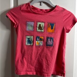 Vibrant Pink Cat Art Kids Tee